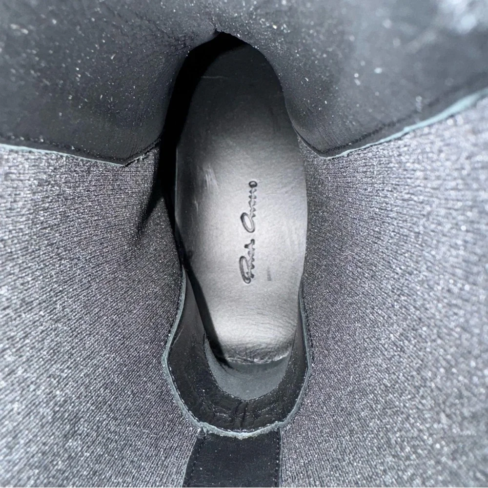 Rick Owens Beatle Bozo Tractor Black Leather Chelsea Platform Boots